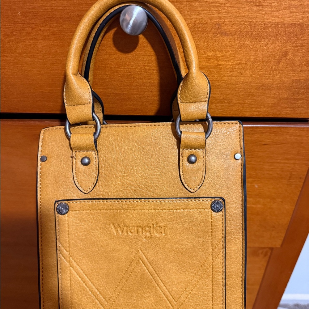 Wrangler Camel Leather Tote Bag